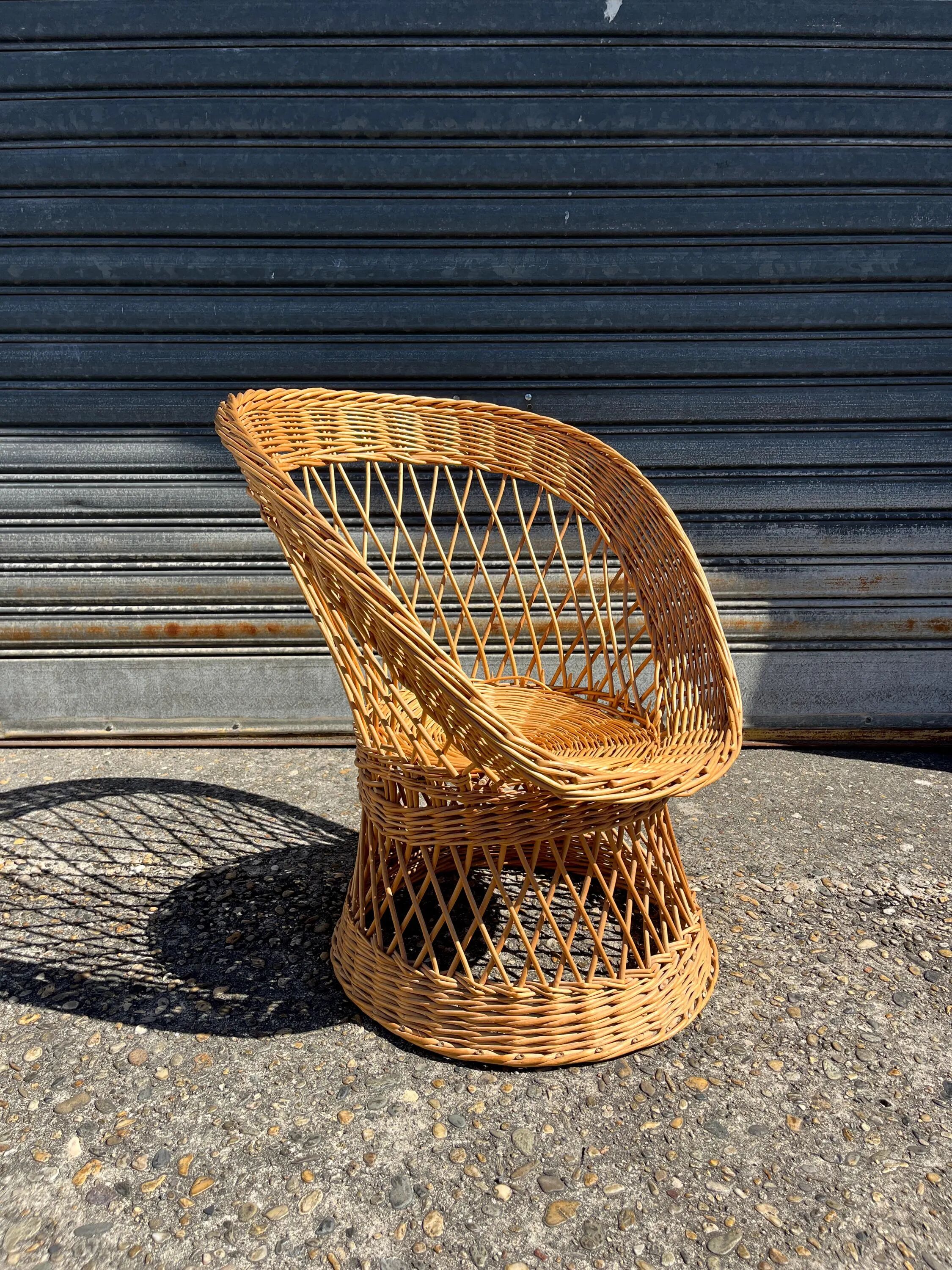 Vintage rattan and wicker armchair