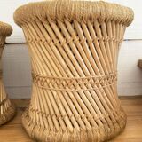 4 tabourets corde et rotin