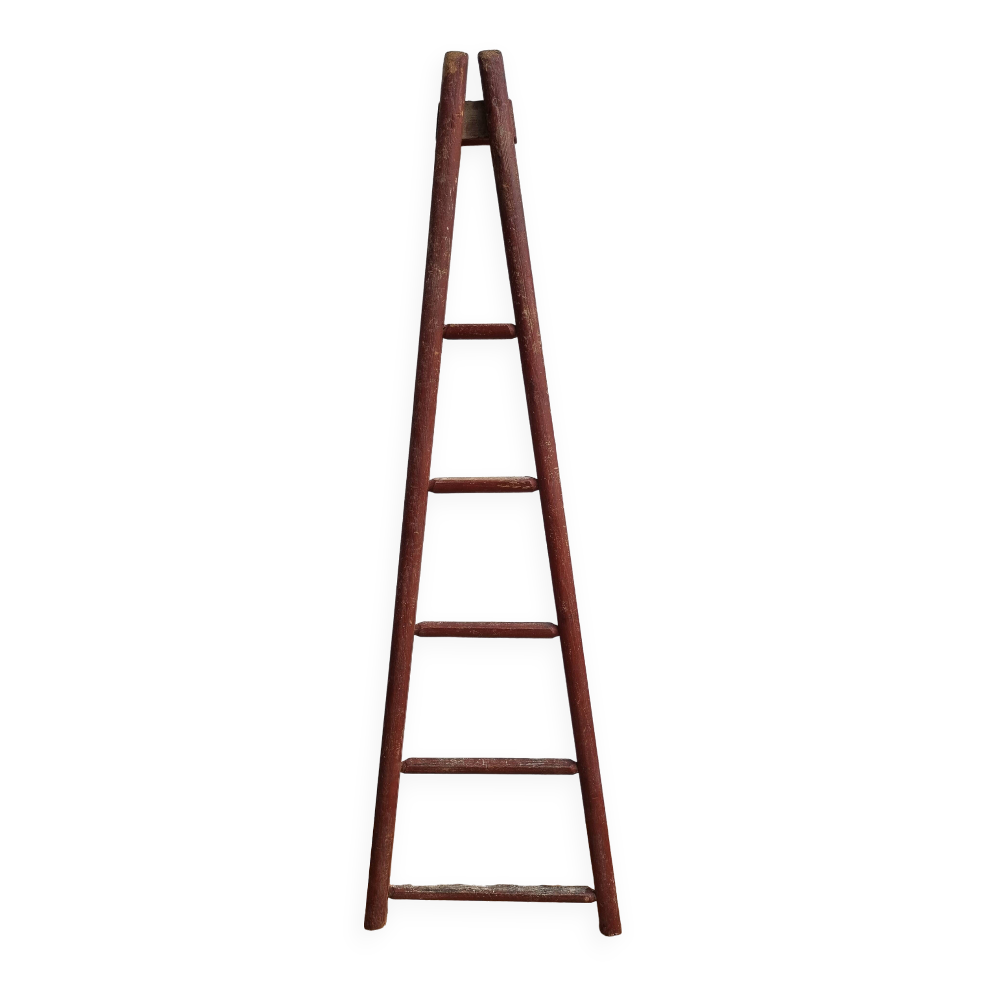 Antique rustic wooden decorative ladder, 155 cm