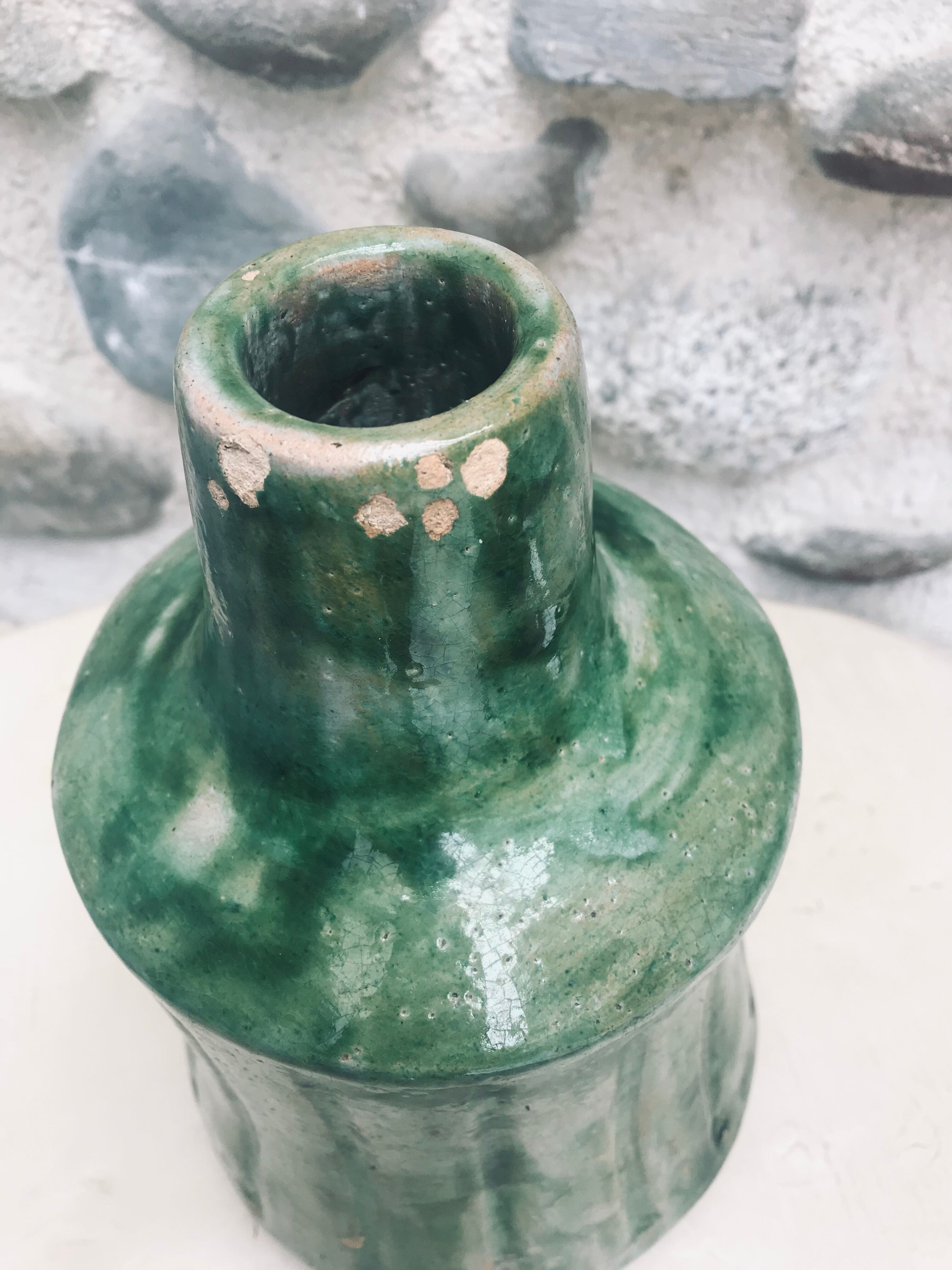 Green glazed earth lamp foot