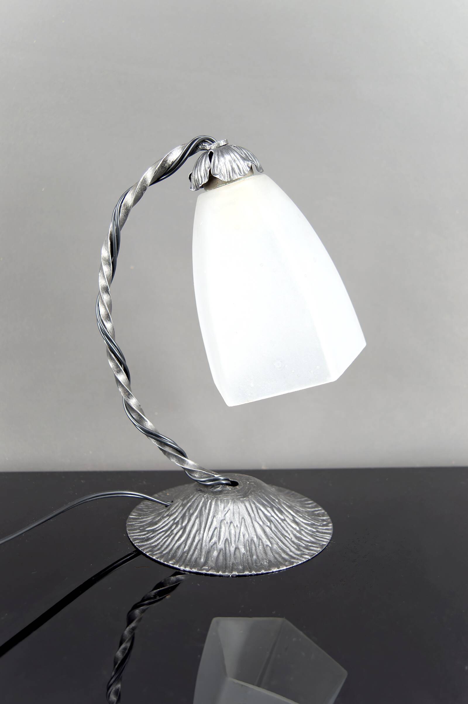 Art Deco Wrought Iron Lamp, France, c. 1930