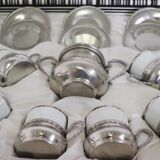 Silver and tin coffee set, 1970s, set of 25