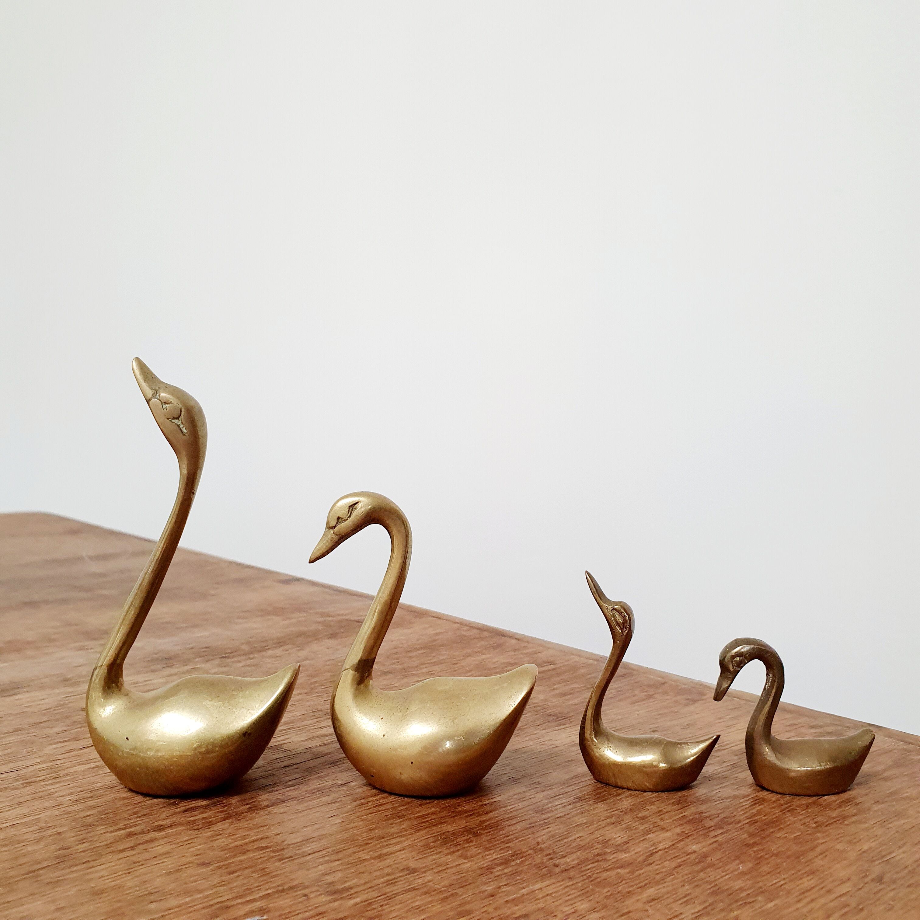 Brass swan family