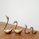 Brass swan family