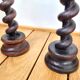 Pair of old turned wooden candlesticks