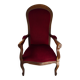 Antique Voltaire-style armchair - Red velvet and solid wood