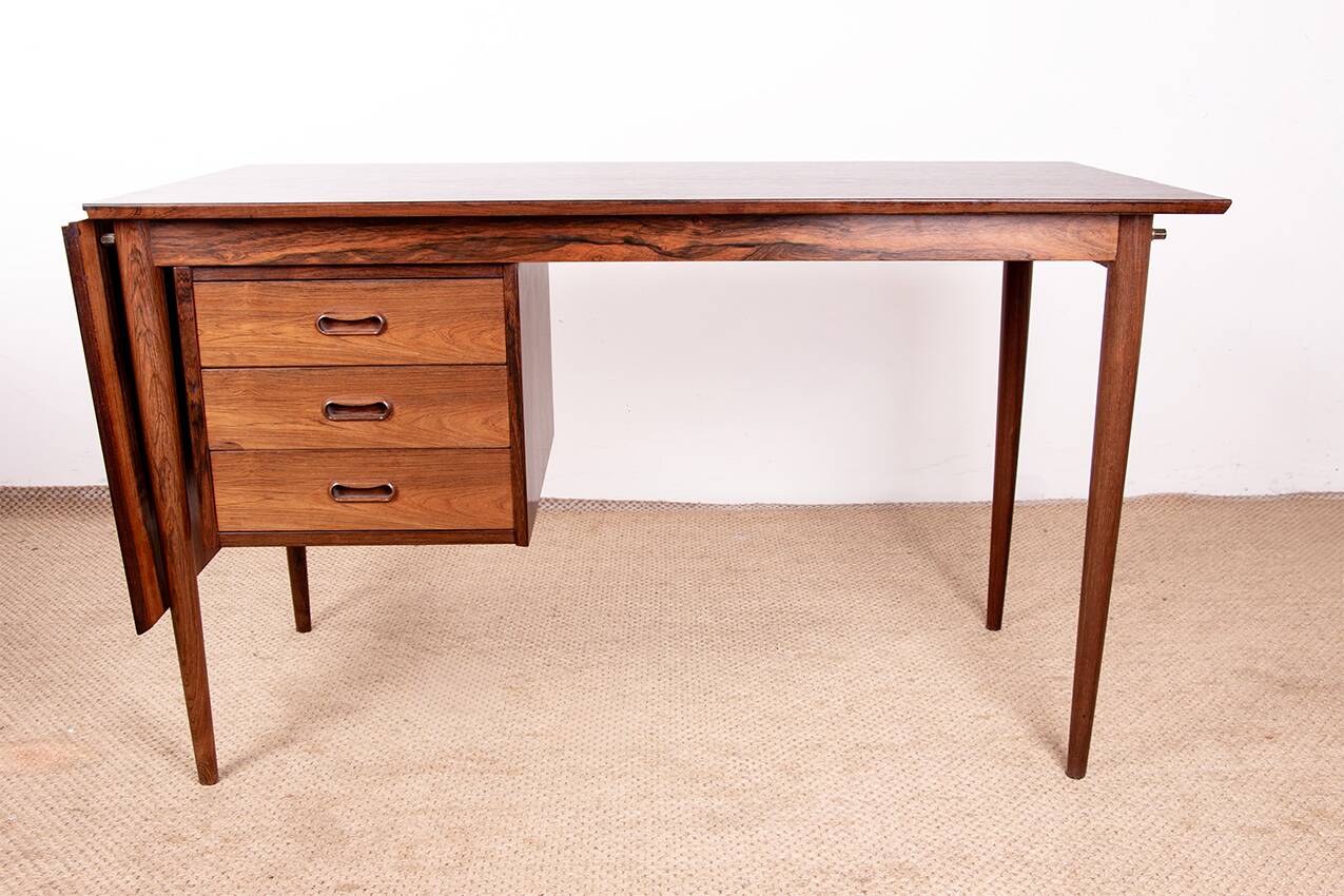 Danish extendable desk, Rosewood and Brass, model OS 51, Arne Vodder.