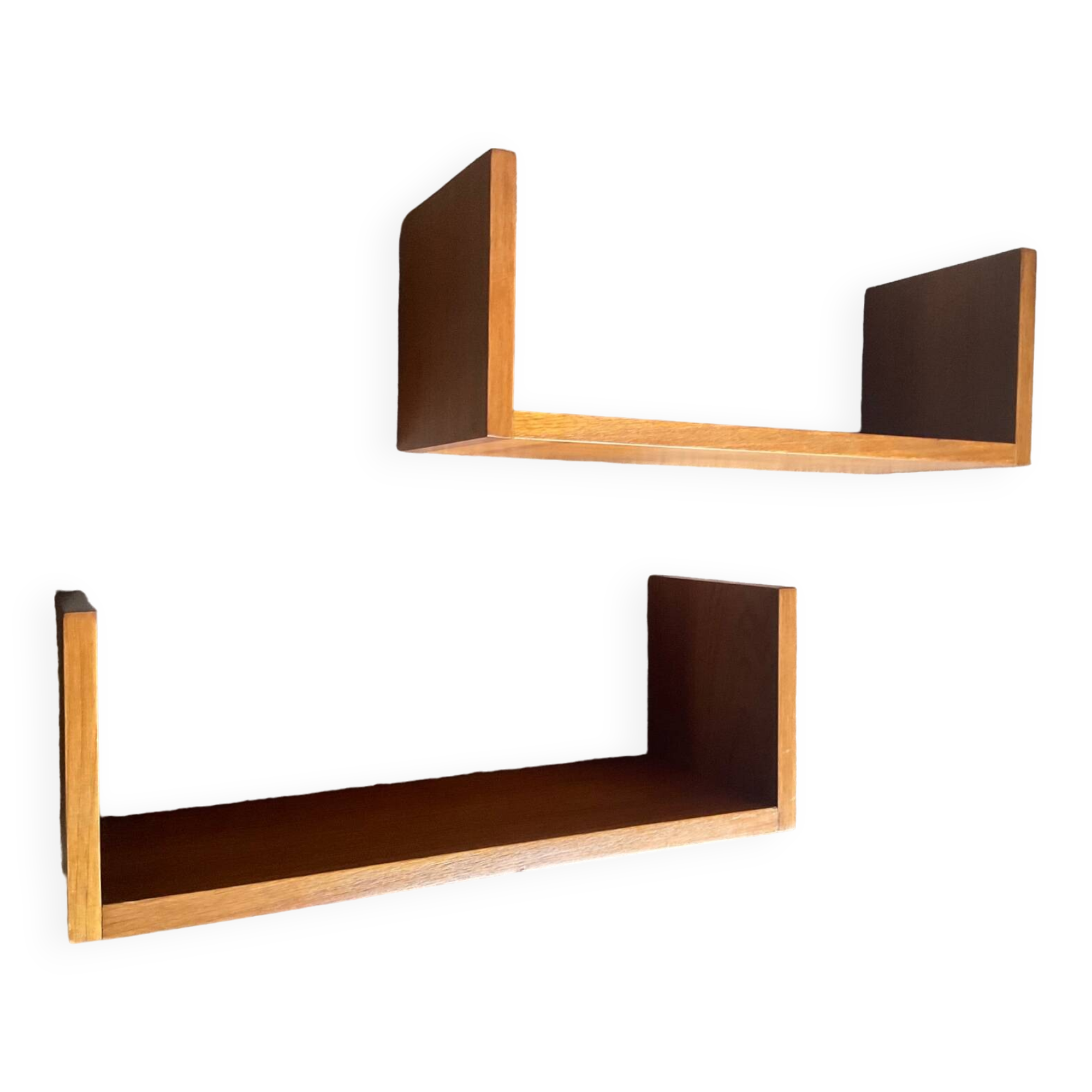 Pair of Scandinavian teak shelves from the 60s