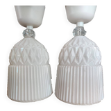 Duo suspensions en verre de couleur blanche