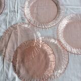 12 transparent pink vintage plates