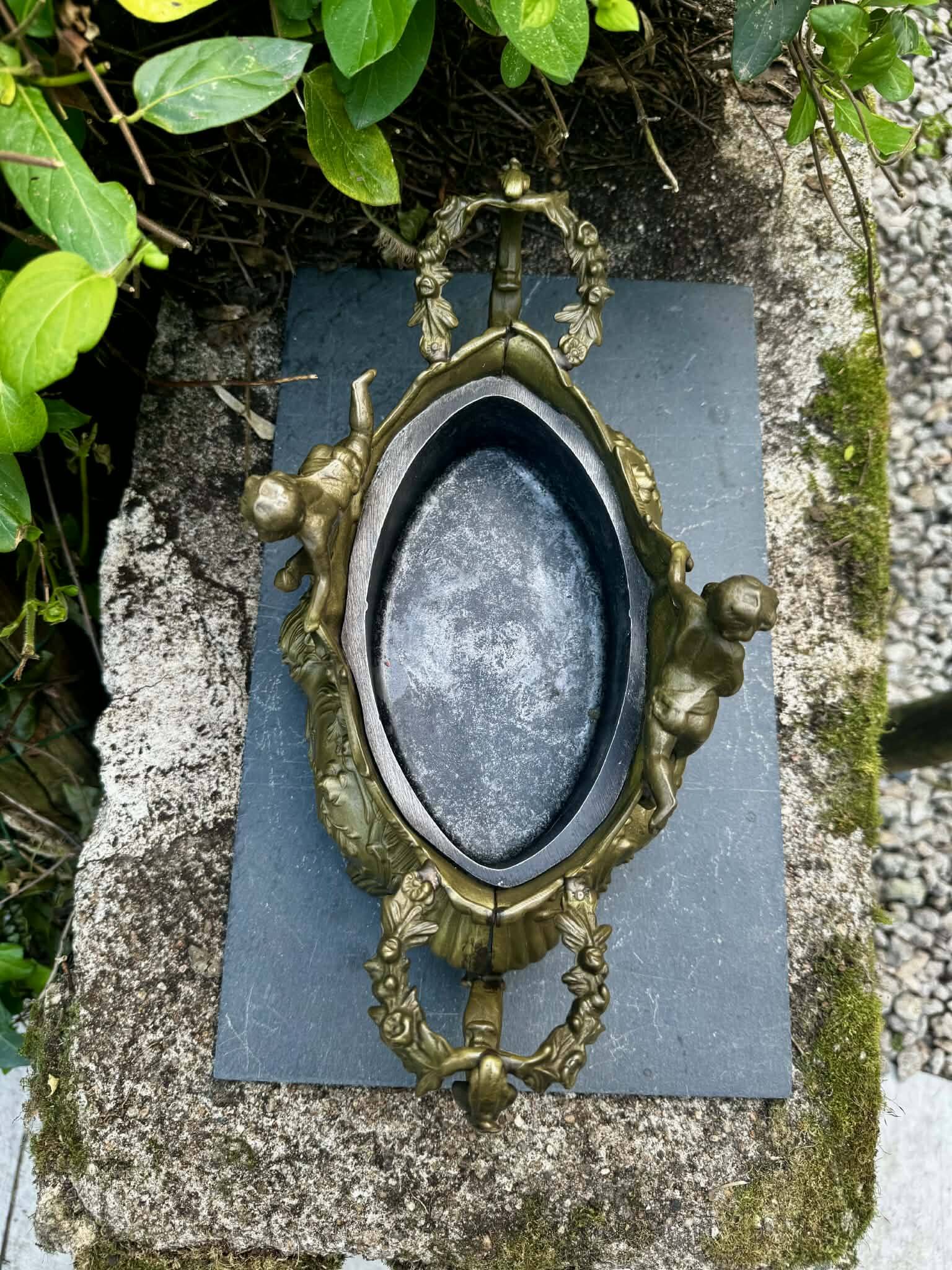 Large rock garden planter angel Art Nouveau