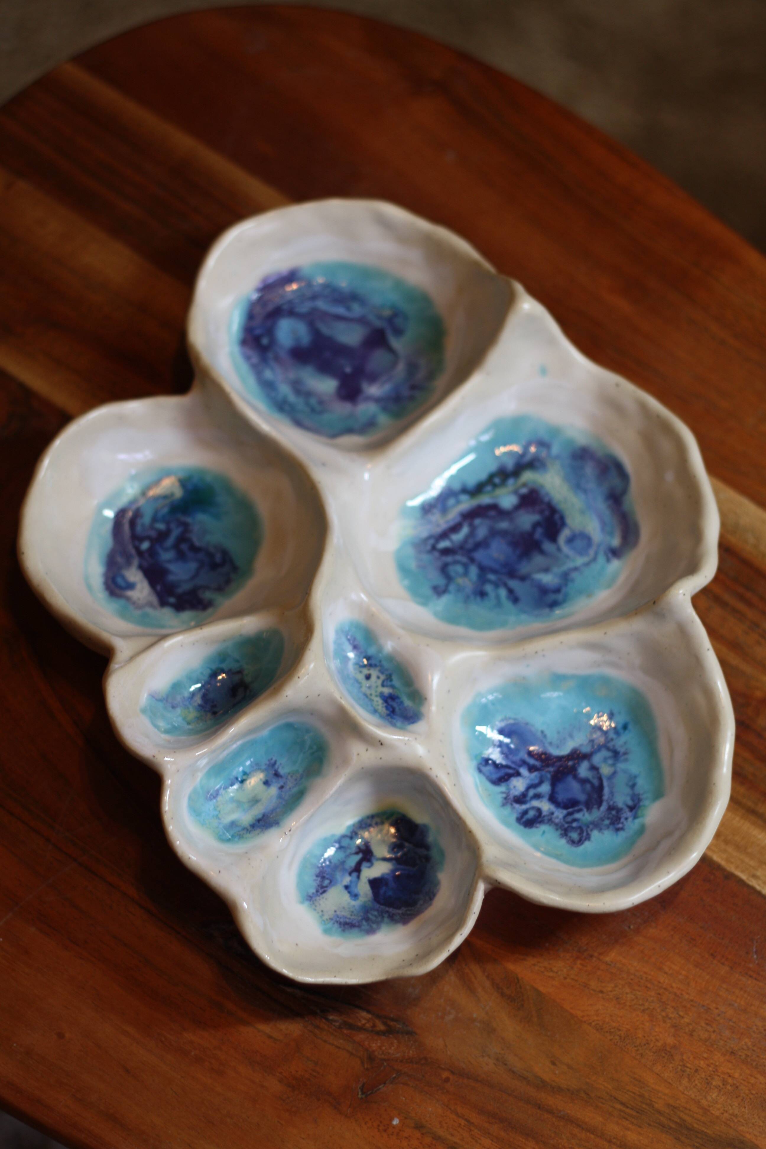 white handmade large ceramic bowl as a jewelry holder or for tapas