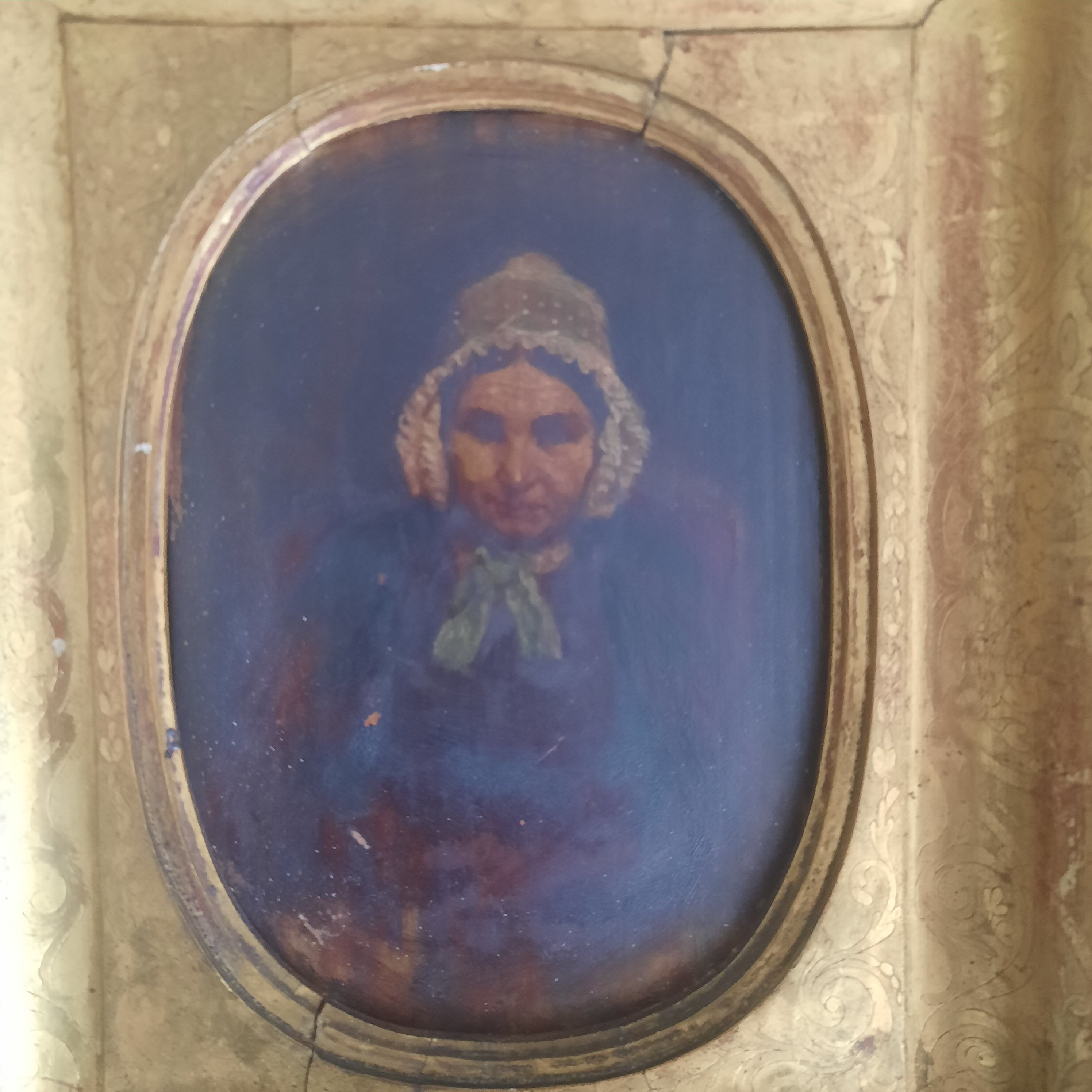 Old painting on wooden panel