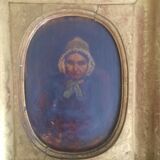 Old painting on wooden panel