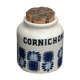 Grey sandstone pot with blue patterns and vintage liege cork 1970