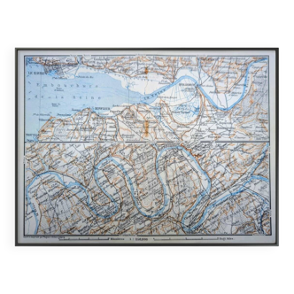 The Seine and its estuary, original map printed in 1902.