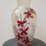 Legras vase acid-etched with floral patterns