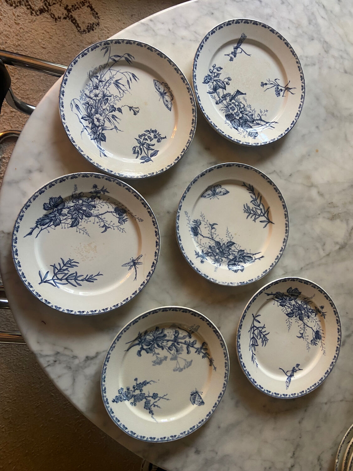 Series of 6 vintage iron earth plates