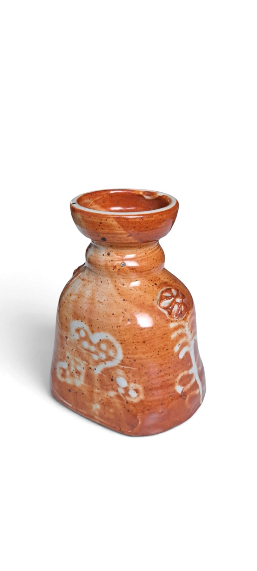 Artisanal Stoneware Vase Folk Art — Signed