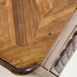 Ancien Chevet Table de Nuit Style Louis XV - Bois & Cuir