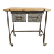 Vintage Industrial Worktable on Wheels, 1960s