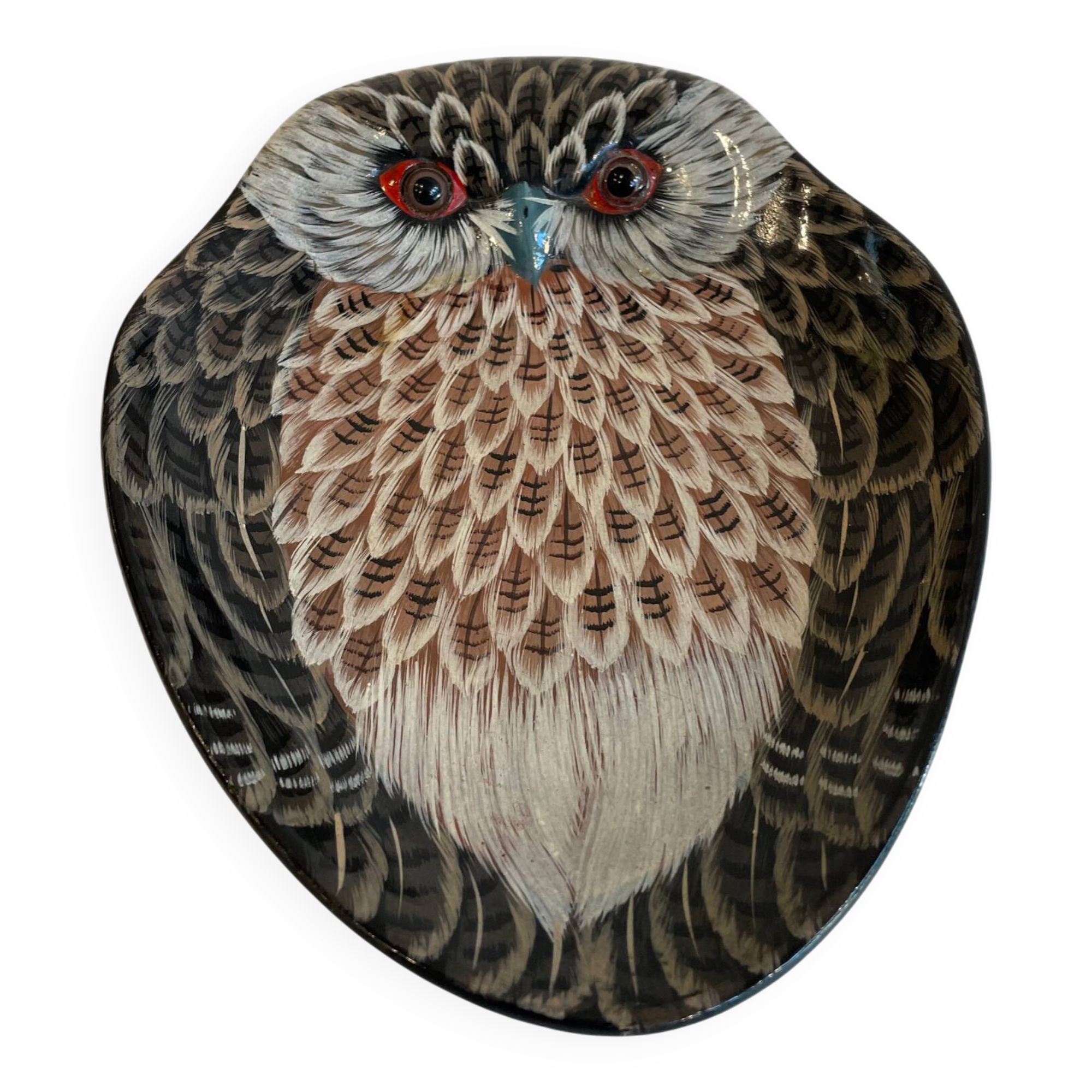Vide poche hibou vintage peint à la main