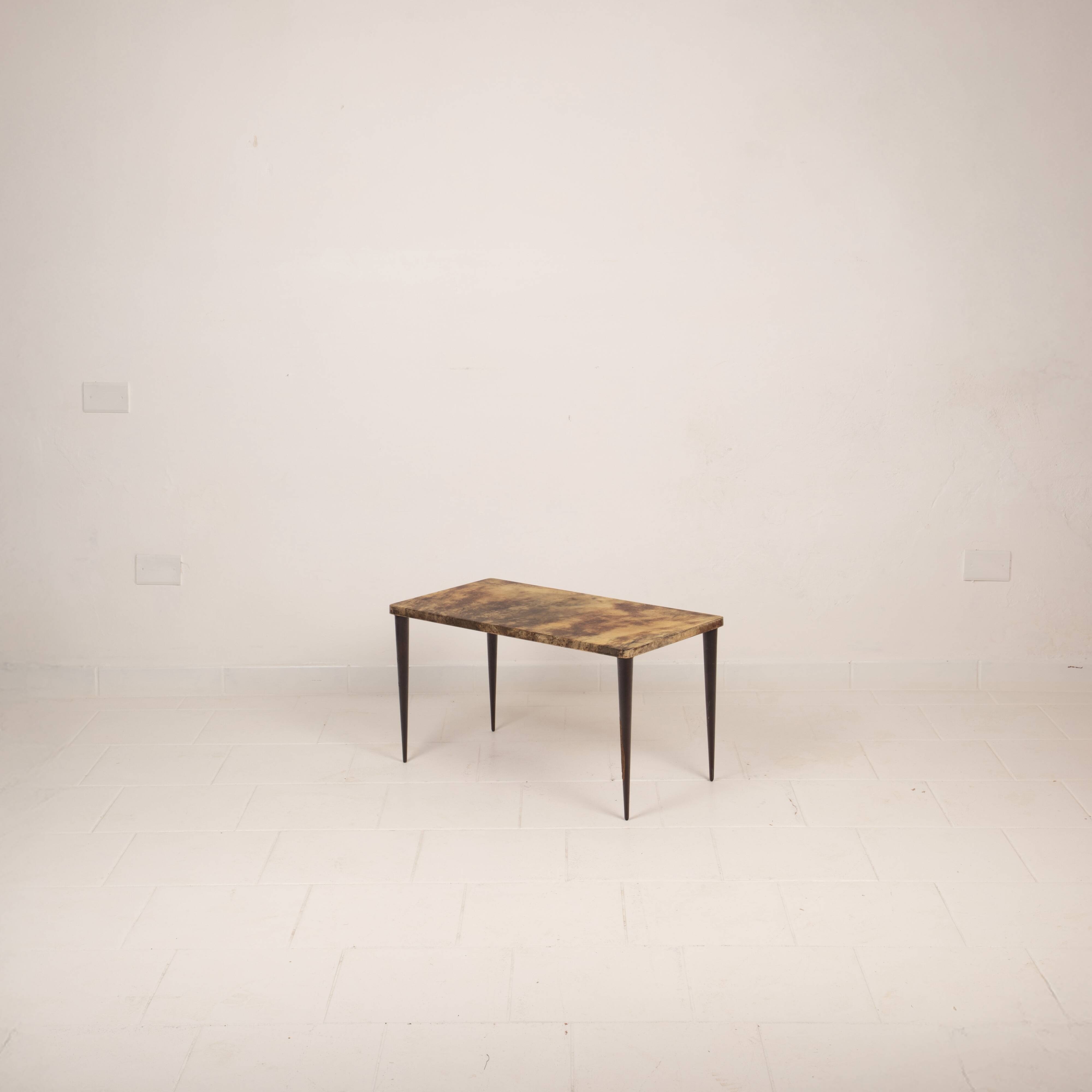 Rectangular parchment low coffee table by Aldo Tura 1950
