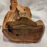 Pied de lampe en bois d'olivier brutaliste