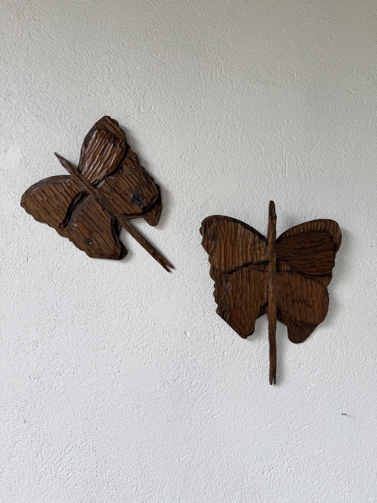 Set of 2 butterfly wall decorations sculptures 1900