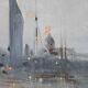 Oil on panel - Moonlight on the Thames in London
