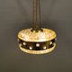Ceiling-hanging lamp in glass with prisms and metal details