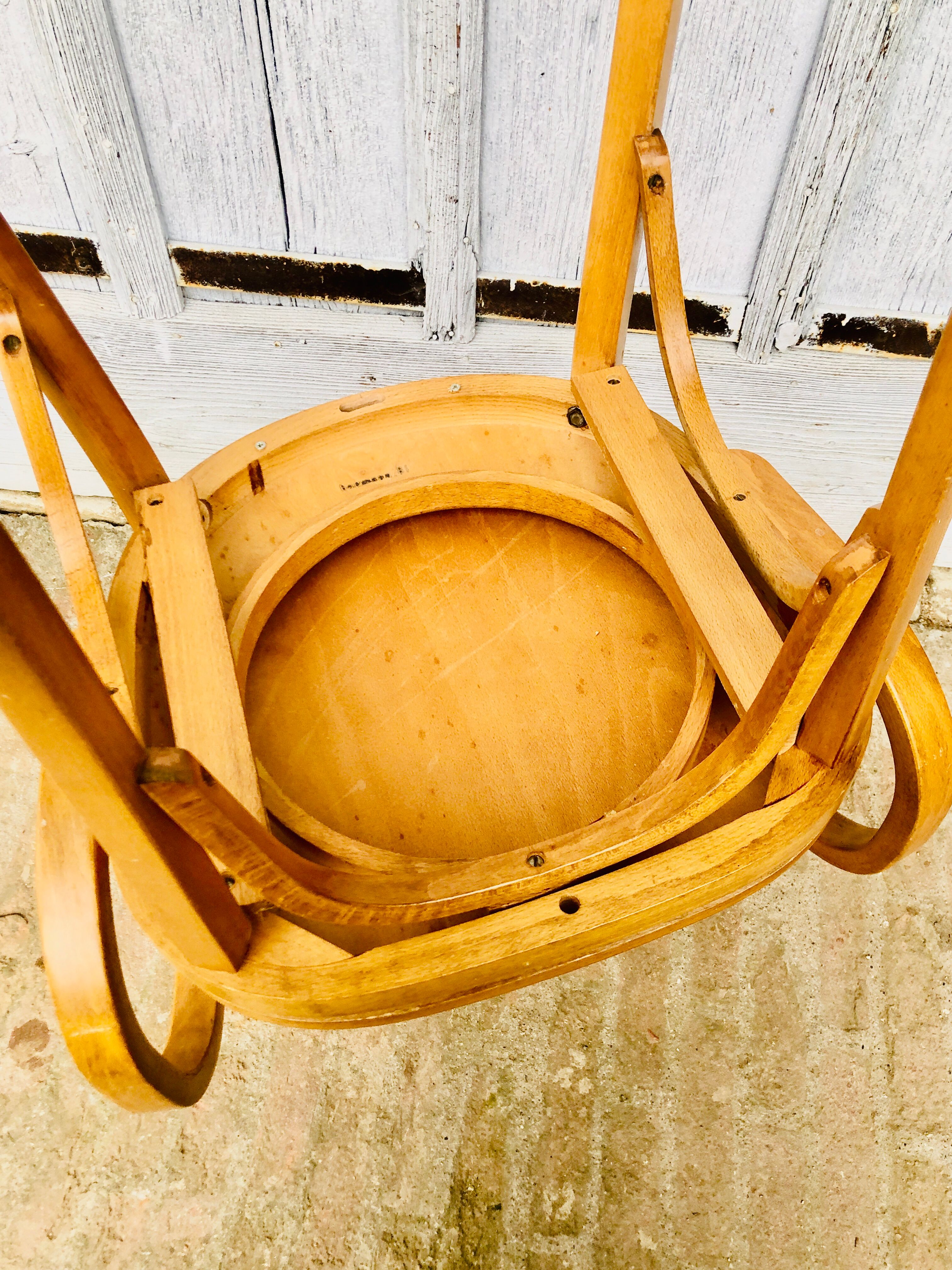 Baumann armchair curved wood armrests