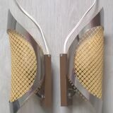 Pair of chrome wall lamp space age year 70