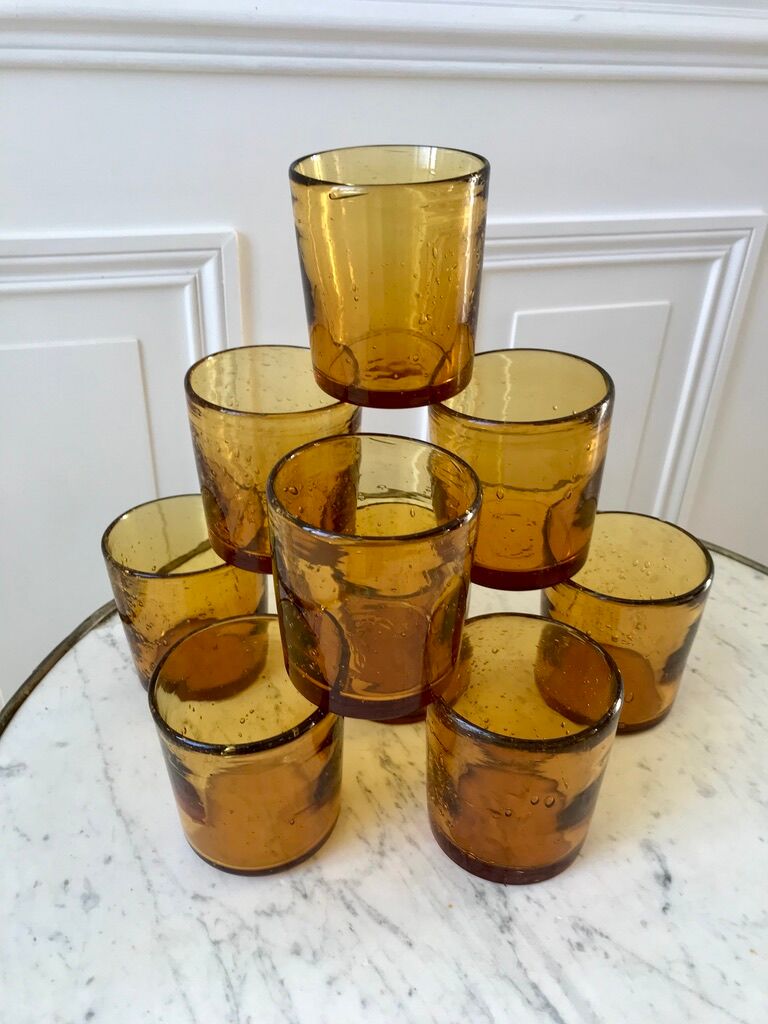 set of 9 bubbled glass water glasses from Biot 70s