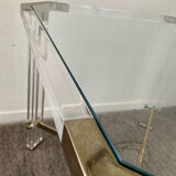 Vintage coffee table in lucite and brass 60s-70s