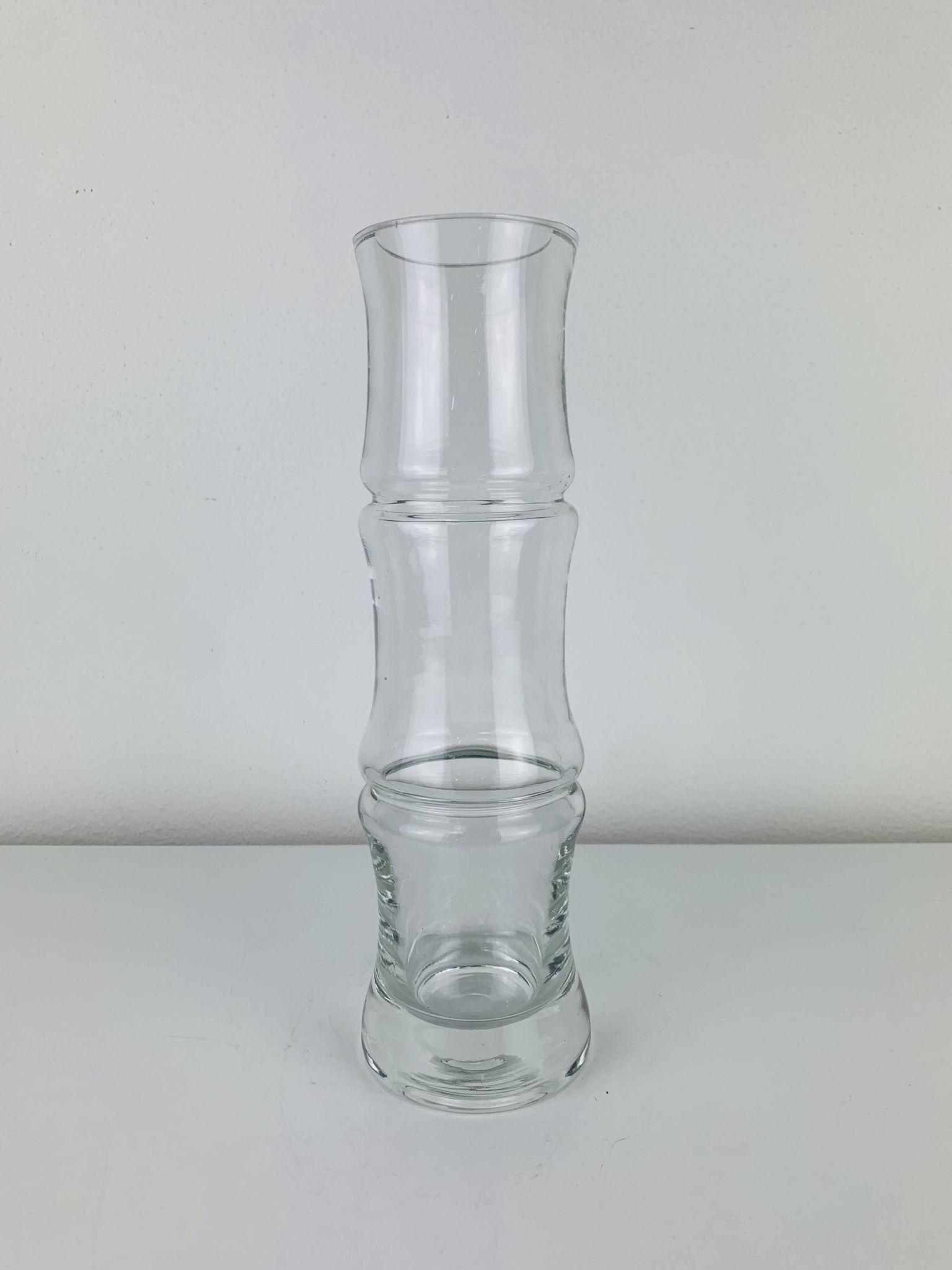 Vase vintage en verre en forme de bambou