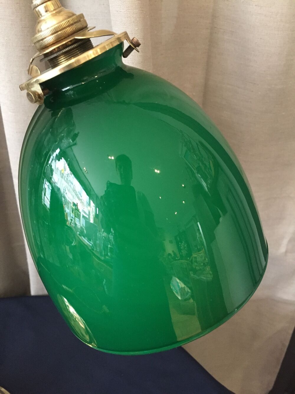 Lampe de bureau lampe d'appoint lampe de lecture quinquet laiton tulipe opaline