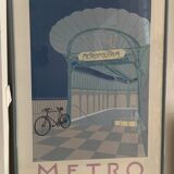 Affiche sérigraphiée originale encadrée Metropolitain de Quentin King 1983