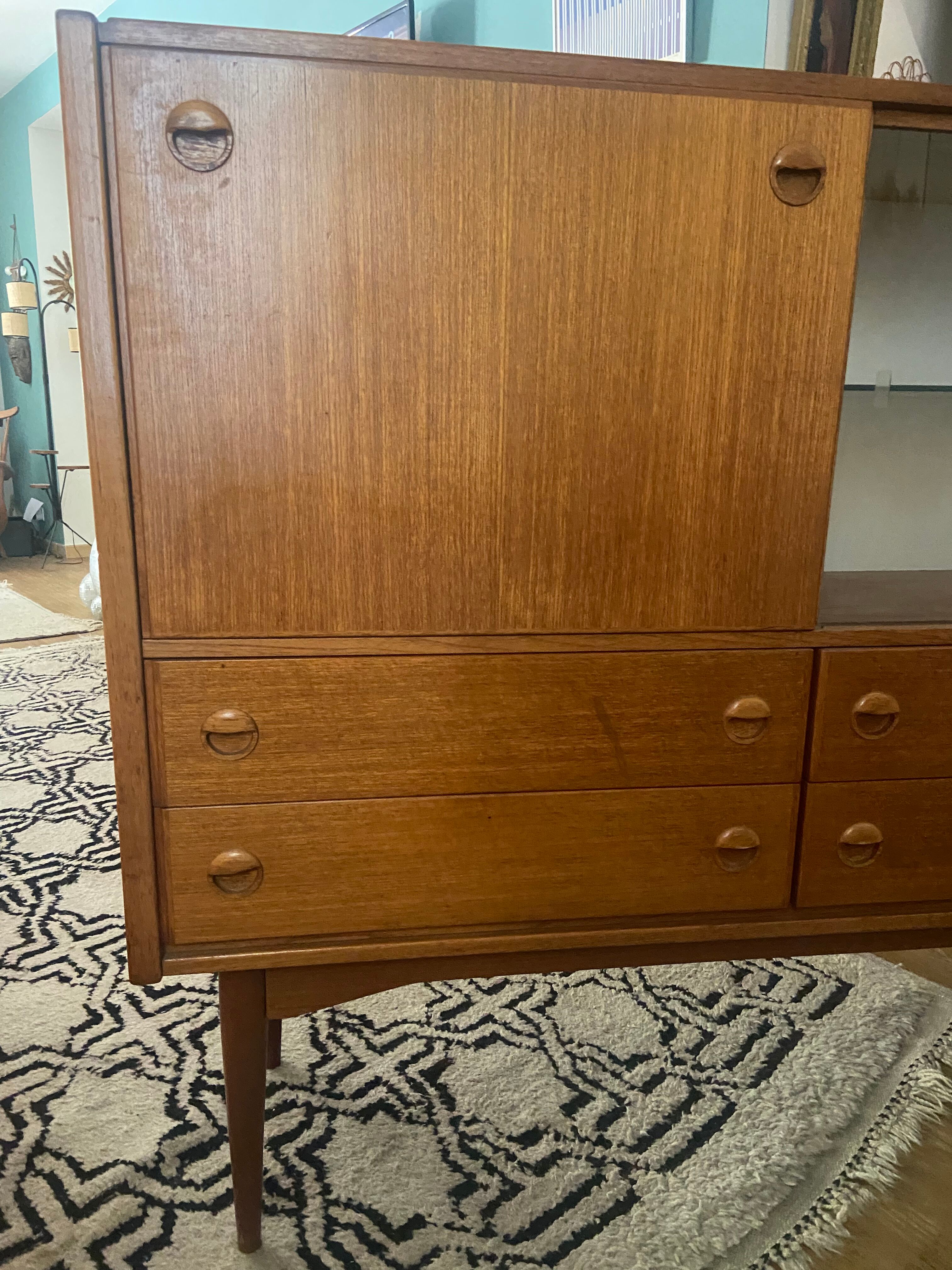 Secretarial cabinet in vintage teak