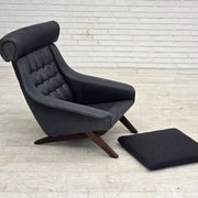 1970s, Danish design by Illum Wikkelsø, reupholstered armchair, leather.