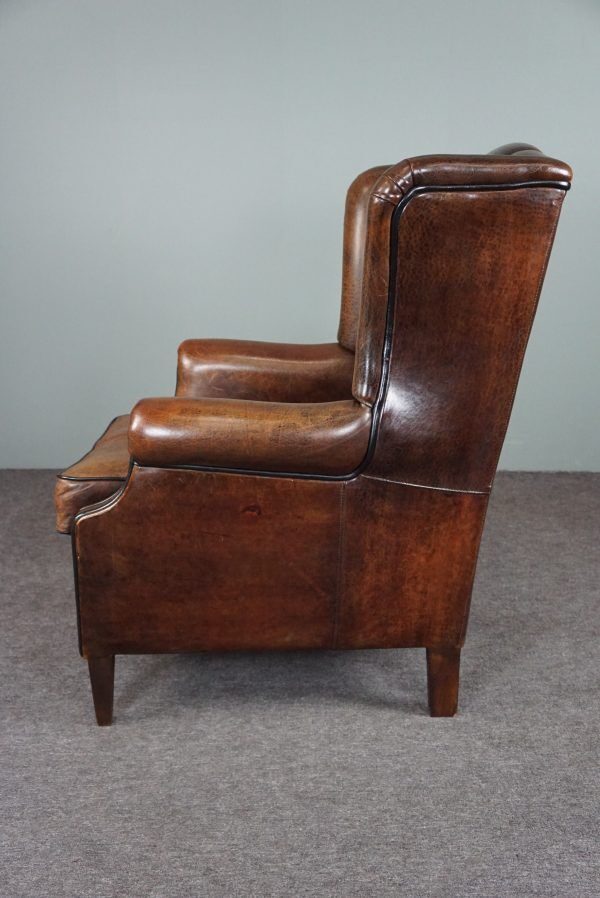 Brown sheepskin armchair