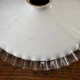 Vintage-Lot de 2 abats jours en opaline-effet plissé-blanc et transparent