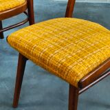 Suite of 4 Czech chairs wood and fabric Yellow "Univerzal" late 60
