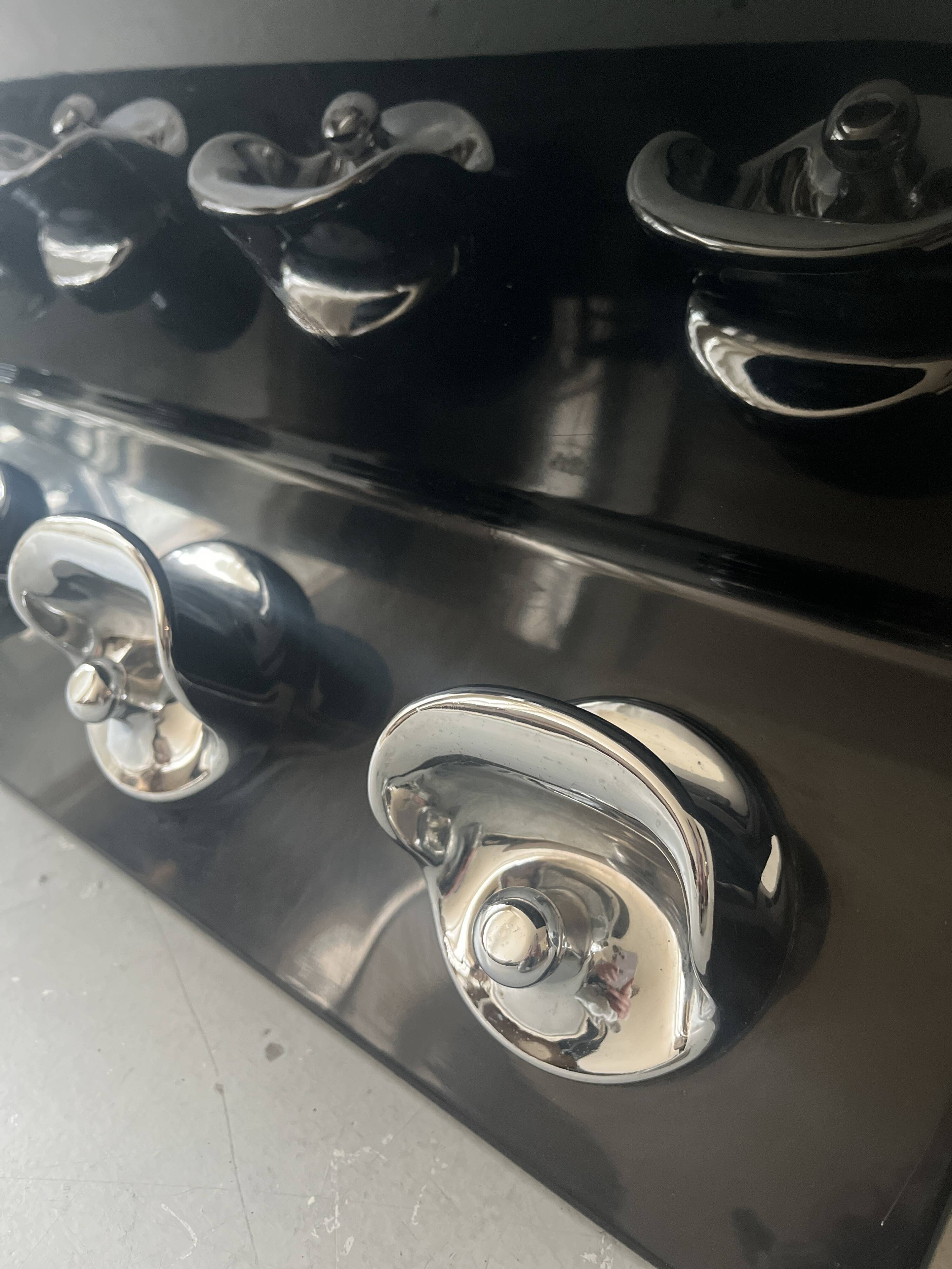 Black & chrome shelf / coat rack by Marcello Siard & Olaf Von Bohr for Kartell, design 1970