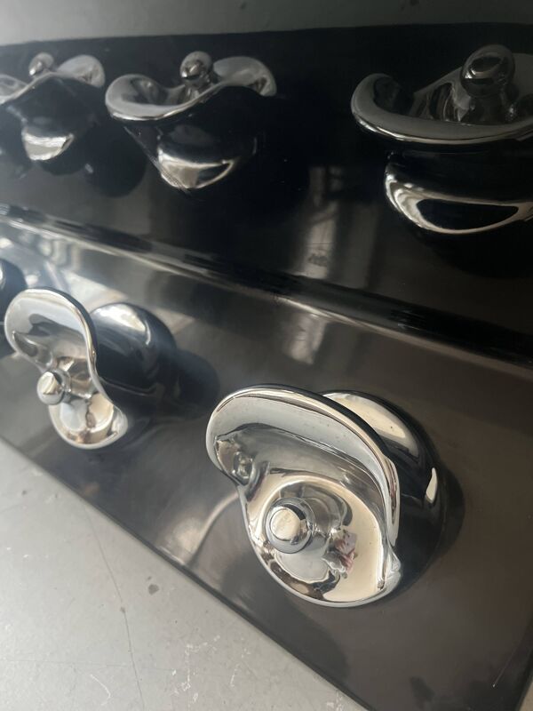 Etagere / porte manteau noir & chrome par Marcello Siard & Olaf Von Bohr pour Kartell, design 1970