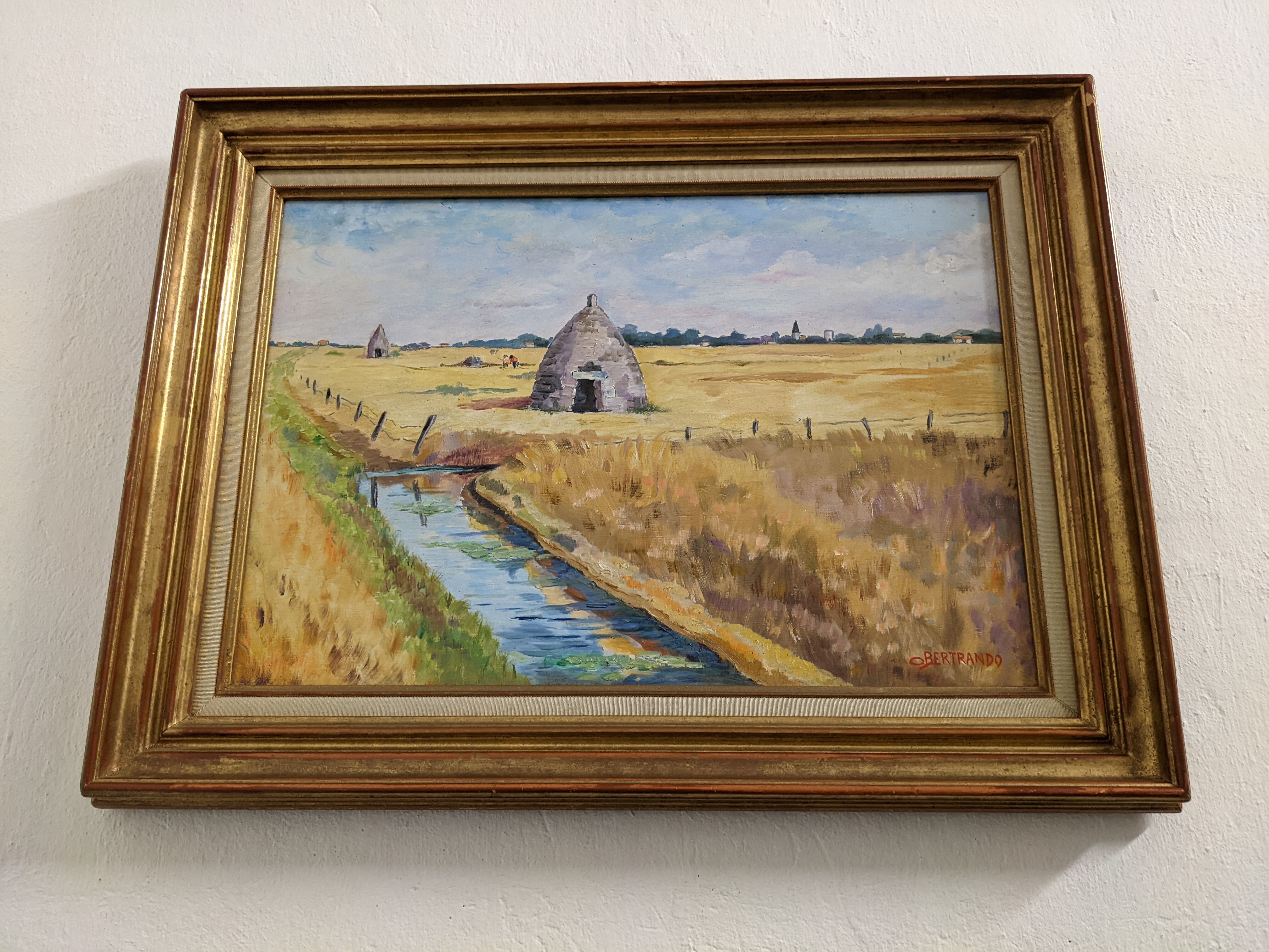 Oil landscape painting The salt marshes in Royan