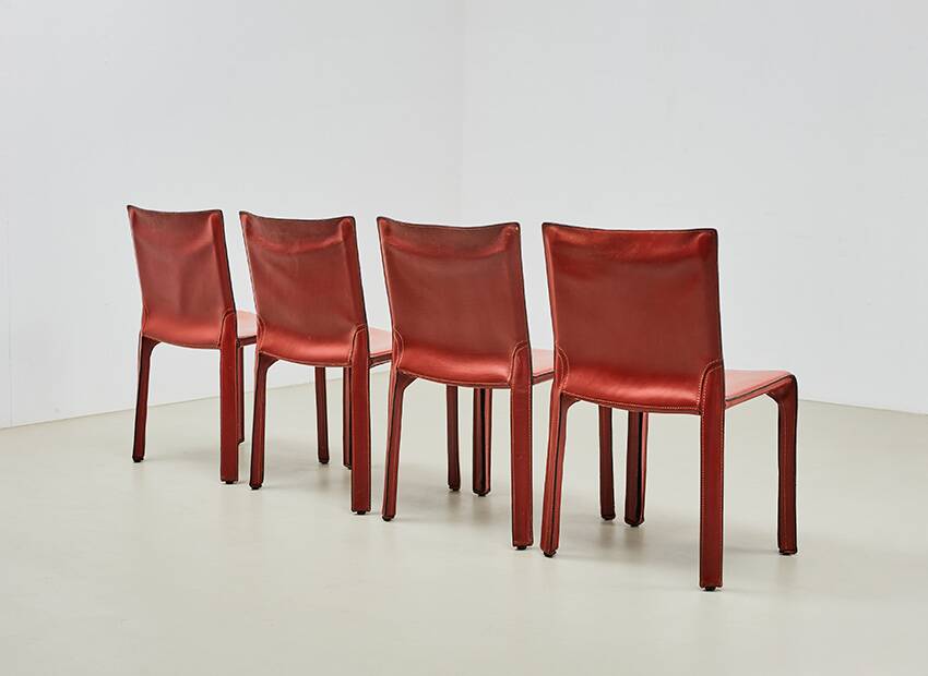 Mario Bellini Set of 4 Cab 412 Dining Chairs for Cassina Italy 1977