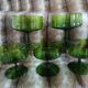 5 antique green champagne coupes