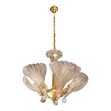 Elegant Murano Candlestick Iridescent Leaves