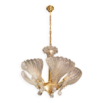 Elegant Murano Candlestick Iridescent Leaves